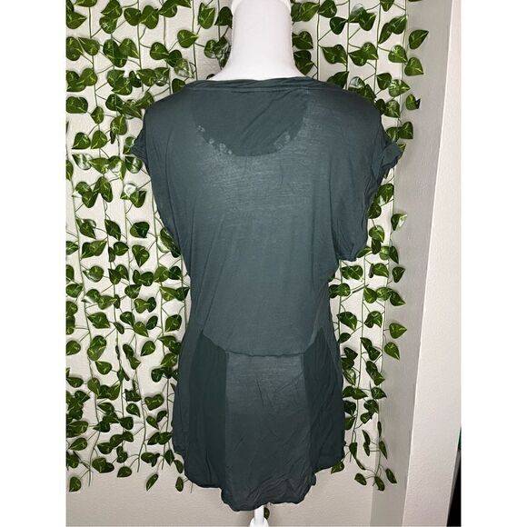 Pilcro and the Letterpress Charcoal Gray Modal Scoop Neck Cap Sleeve Top Large - Picture 2 of 6